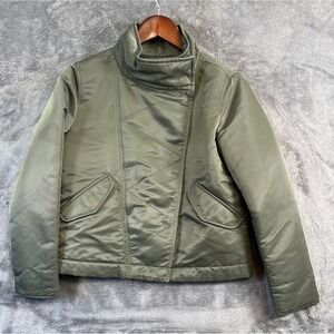 AYR The Still Jacket XS Olive Green Nylon Moto Style Zip Quilted Lining